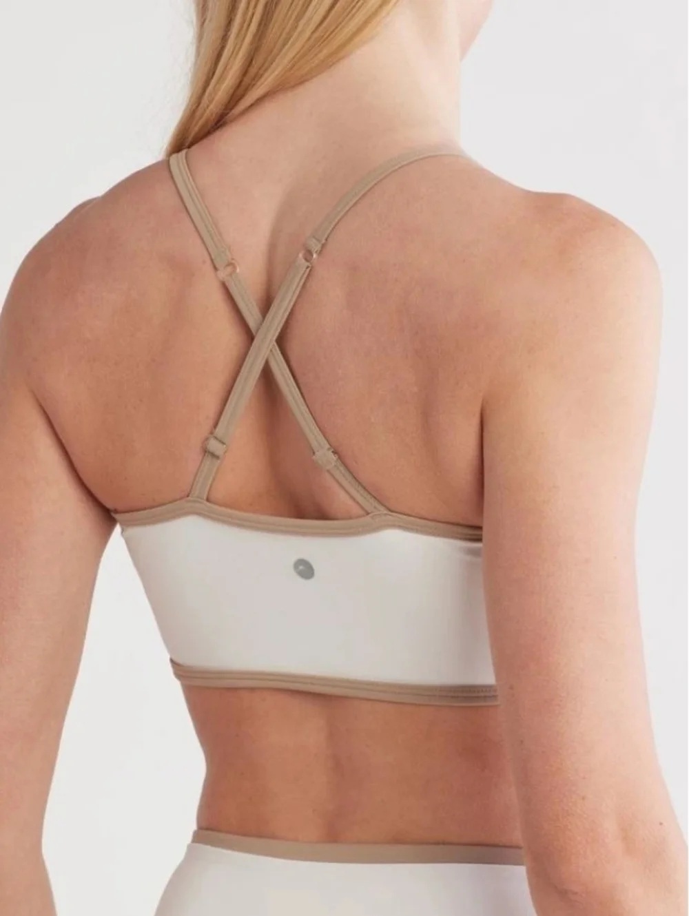 NWT X by Gottex Racerback Sports Bra Beige Peach Skin Collection Pickleball